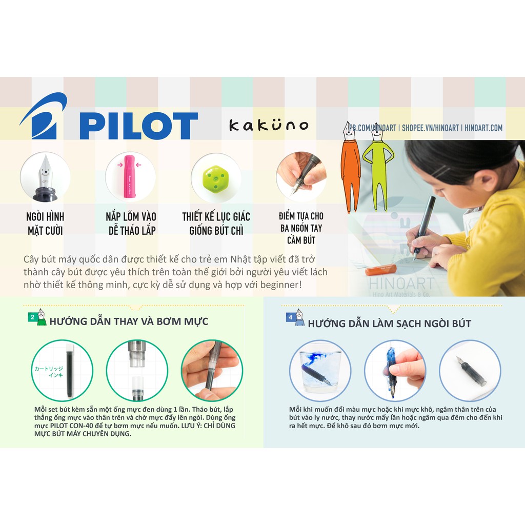 Bút máy bơm mực Pilot Kakuno (ngòi F)