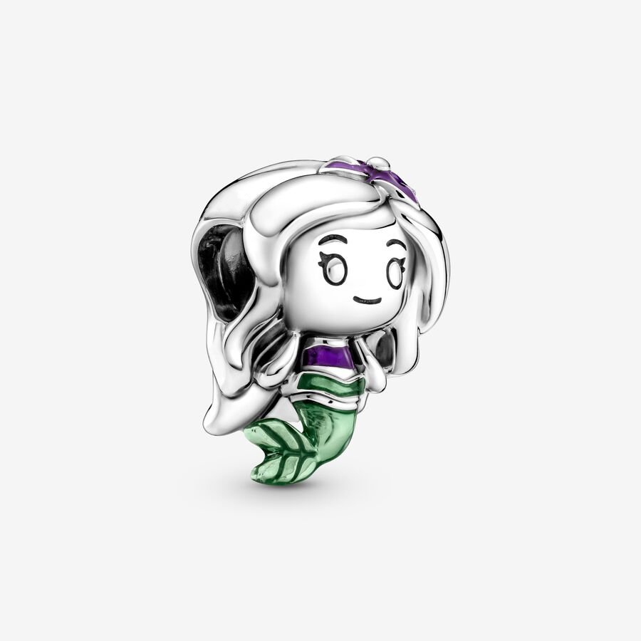 PANDORA Mặt Dây Chuyền Mạ Bạc Hình Công Chúa Disney Lấp Lánh