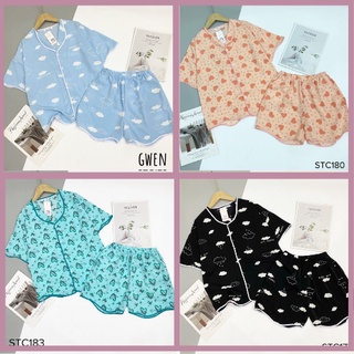 Đồ bộ pijama lụa mango cộc đùi viền sóng dễ thương