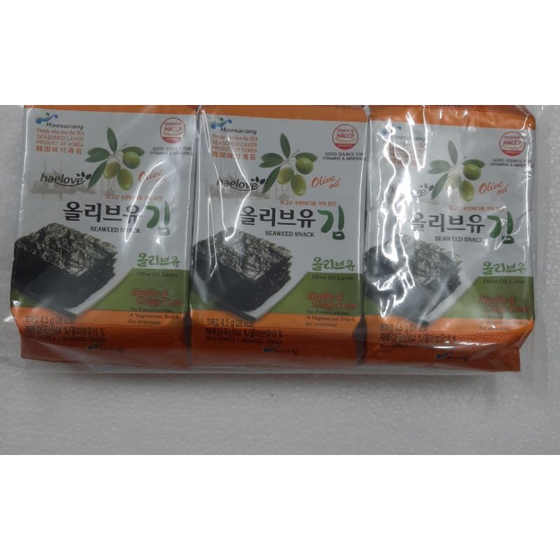 1 Lốc  3 Gói Rong Biển Ăn Liền Haesarang Hàn Quốc