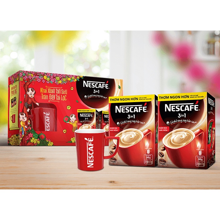 [Q.3] QUẬN 3 [HỎA TỐC] [TẾT] [ĐỘC QUYỀN SHOPEE] HỘP QUÀ TẾT NESCAFÉ 3 IN 1 ĐẬM ĐÀ HÀI HÒA (2 HỘP ĐỎ + 1 LY SỨ) RẺ NHẤT