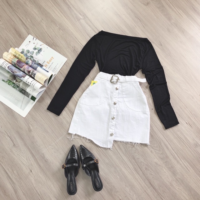 Chân váy lệch tà tua rua kèm dây đai điều chỉnh eo | BigBuy360 - bigbuy360.vn