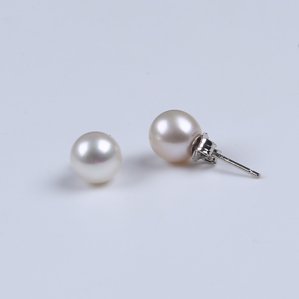 Đôi khuyên tai mạ bạc 925 đính hạt ngọc trai nước ngọt đáng yêu thời trang