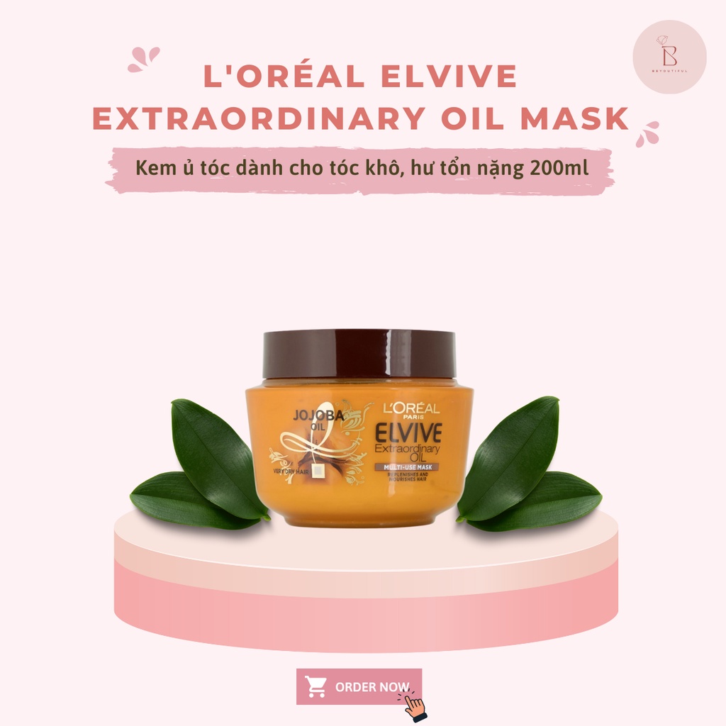 [Bill Úc] Kem ủ tóc Loreal Elvive Extraordinary Oil Mask 300ml ( chuyên tóc khô & rất khô) màu nâu