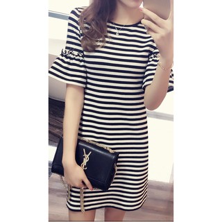 (XÃ LỖ ) ĐẦM SỌC ĐEN SUÔNG TAY BÈO BIGSIZE