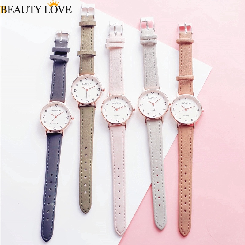 [Mới] Đồng Hồ Đeo Tay Thạch Anh Dây Da Mỏng Phong Cách Retro Cho Nữ