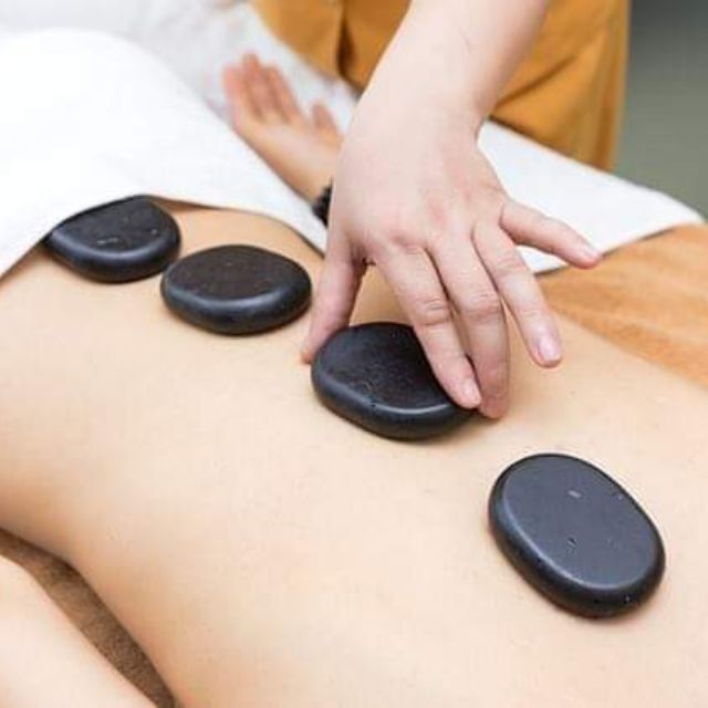 Đá nóng viên to, massage body, đả thông kinh lạc