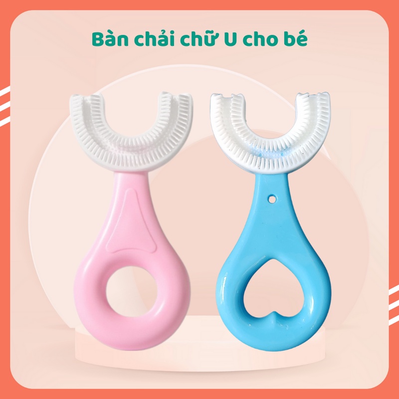 Bàn chải đánh răng chữ U dành cho các các bé từ 2 tuổi - 9 tuổi, Bàn chải chữ U silicon siêu mềm an toàn cho bé sử dụng