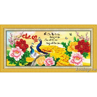 Tranh đính đá cha mẹ 110×50cm chưa đính.