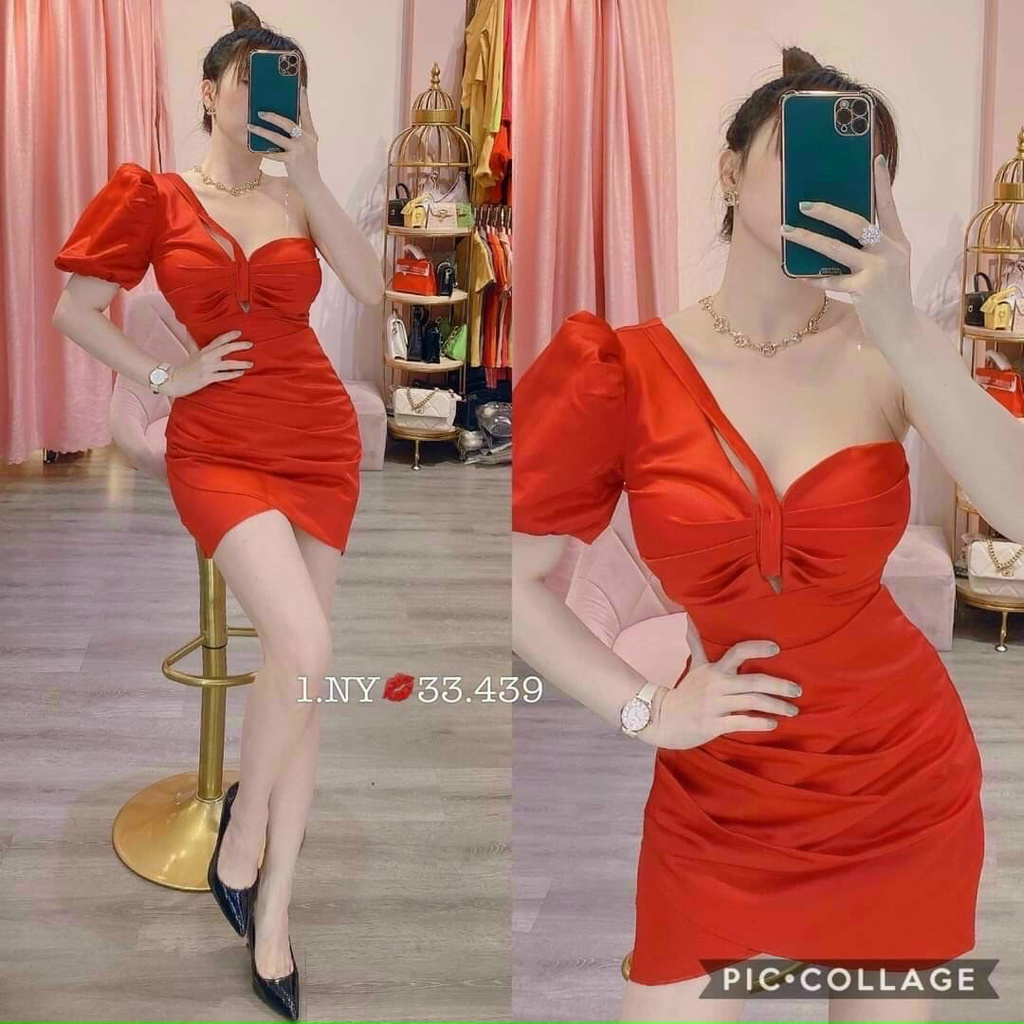 Váy đầm nữ body cúp ngực lệch vai (có mút) kiểu dáng trẻ trung sang chảnh