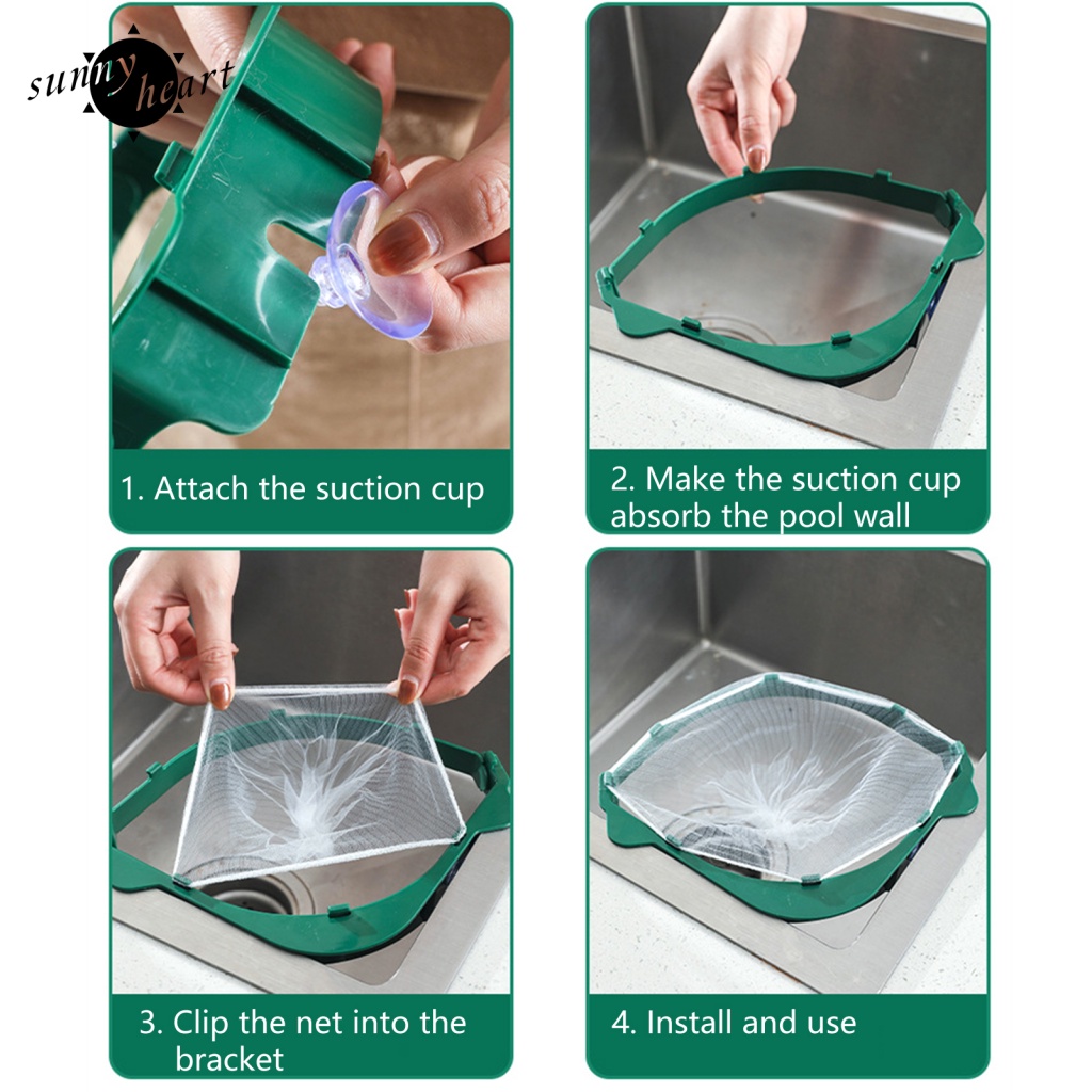 Bộ Lưới Lọc Rác Bồn Rửa Chén Bằng Nhựa Có Móc Treo Tiện Dụng