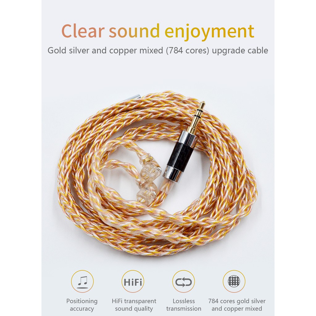 Dây Cáp Tai Nghe KZ 8 Lõi 2Pin 3.5mm Cho KZ ZAX ZSN ZS10 PRO DQ6 CSN VX