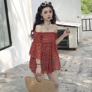 Áo trễ vai hoa nhí