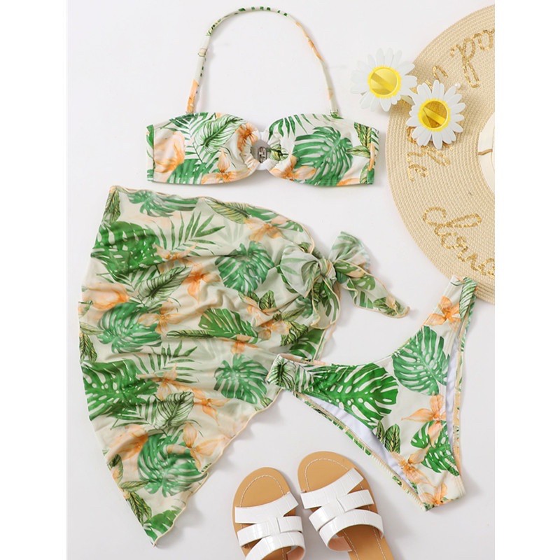 [BKN949] <ÂU> SET BIKINI 3 MÓN KÈM KHĂN HÔNG (4 KIỂU) | BigBuy360 - bigbuy360.vn