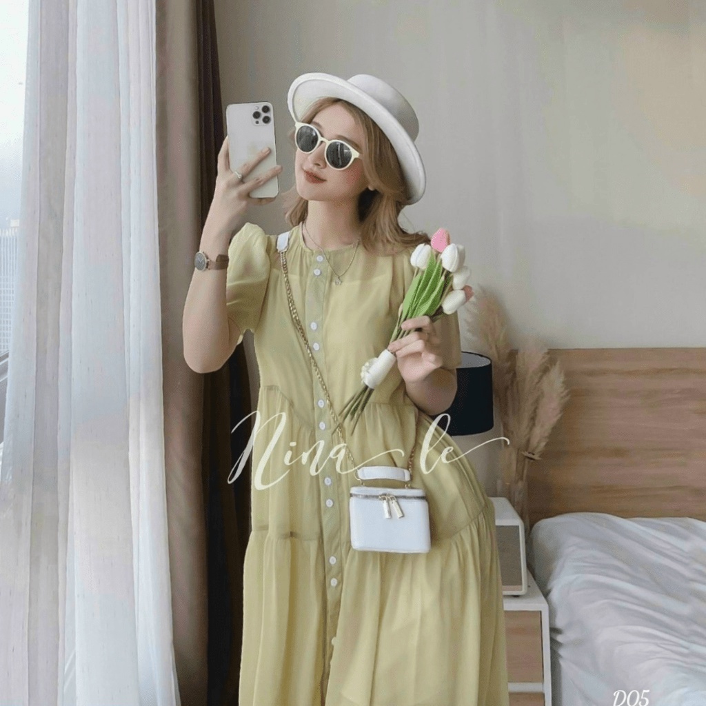 ĐẦM VOAN SUÔNG COTTON CÓ LÓT UP thoi trang shop valentina