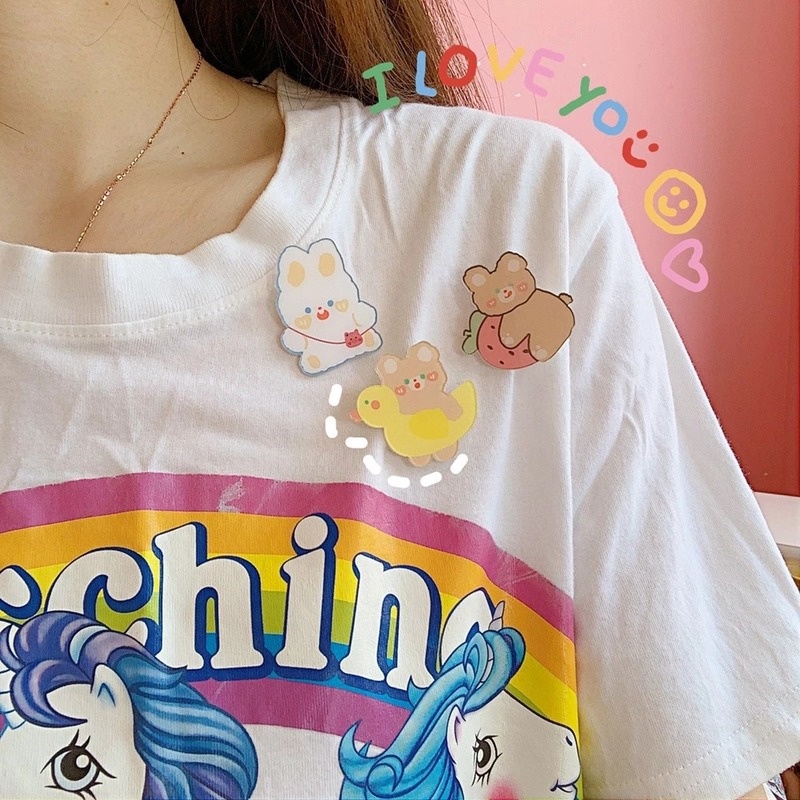 Ghim Cài Áo Bằng Acrylic Hình Cô Gái Hoạt Hình Dễ Thương DIY