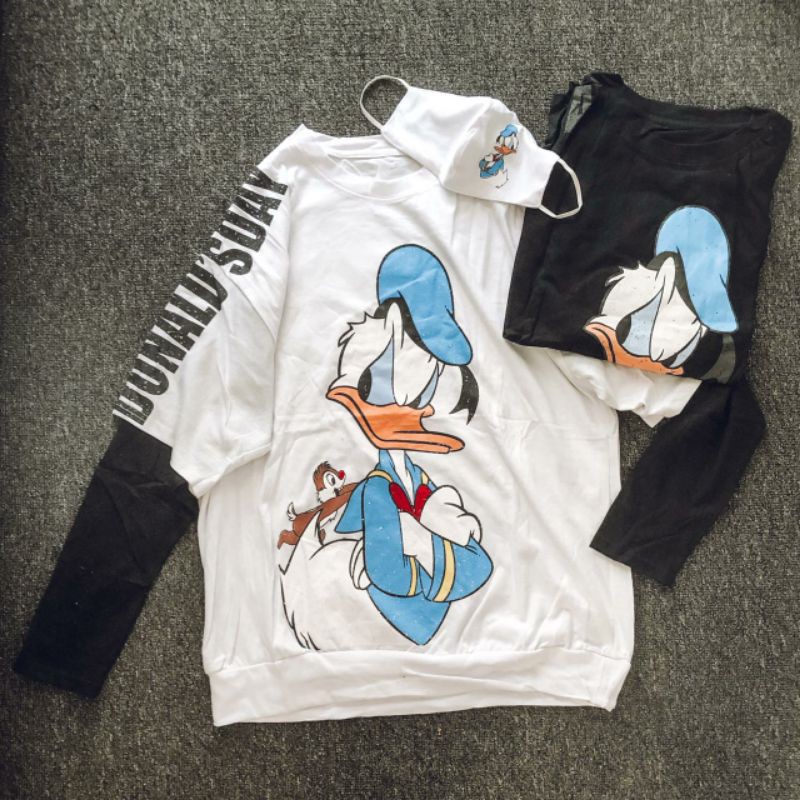 Donald Duck Áo Sweater In Hình Mặt Nạ Donald 2 Tông Độc Đáo Cá Tính