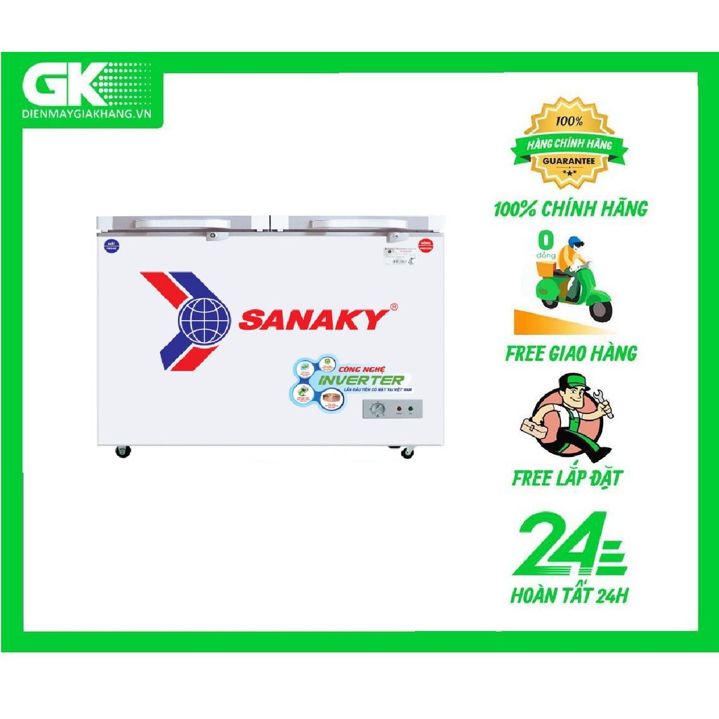 TỦ ĐÔNG MẶT KÍNH CƯỜNG LỰC SANAKY VH-2899W4K 2 CỬA,2 NGĂN 1 ĐÔNG 1 MÁT,220 LÍT