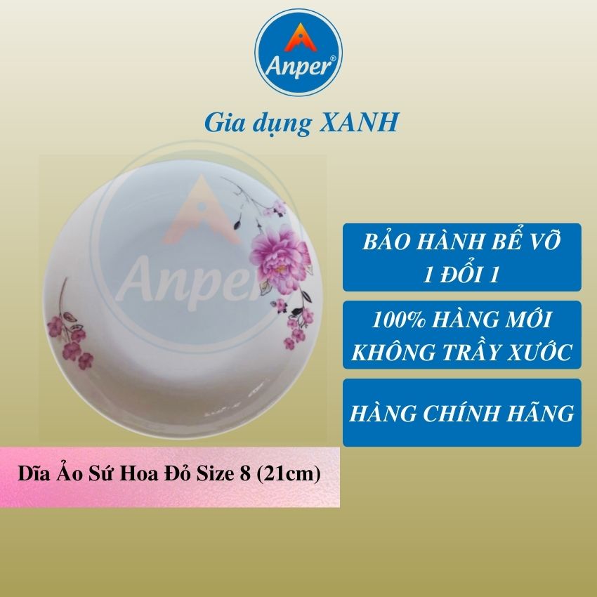 Đĩa sứ ANPER 15 18 25 30 cm nhật hàn dĩa sâu lòng đựng thức ăn hàng chính hãng