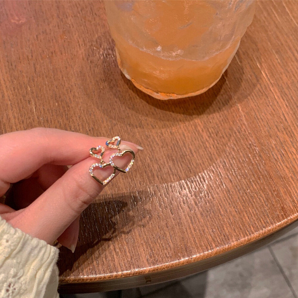 Bông tai hình trái tim phong cách Hàn Quốc sang trọng thời trang cho nữ