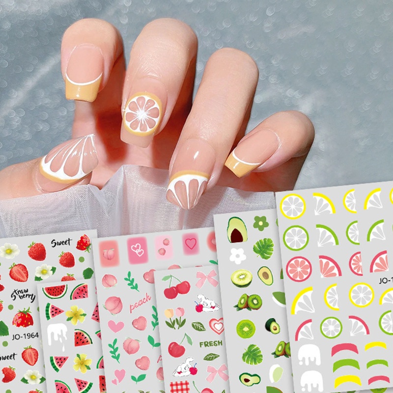 Set 6 Tấm Hình Dán Trái Cây Mùa Hè Trang Trí Móng Tay Nghệ Thuật