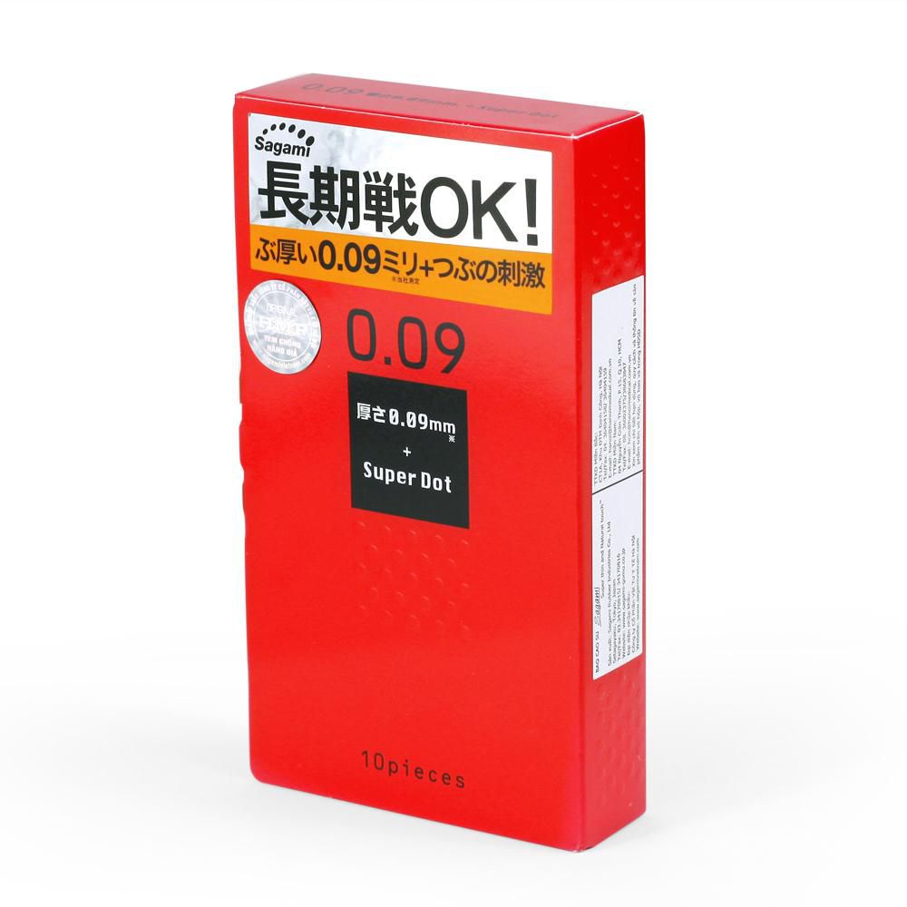 Bao cao su Gai dày Tăng khoái cảm Sagami 0.09 - hộp 10 chiếc - Nhật Bản