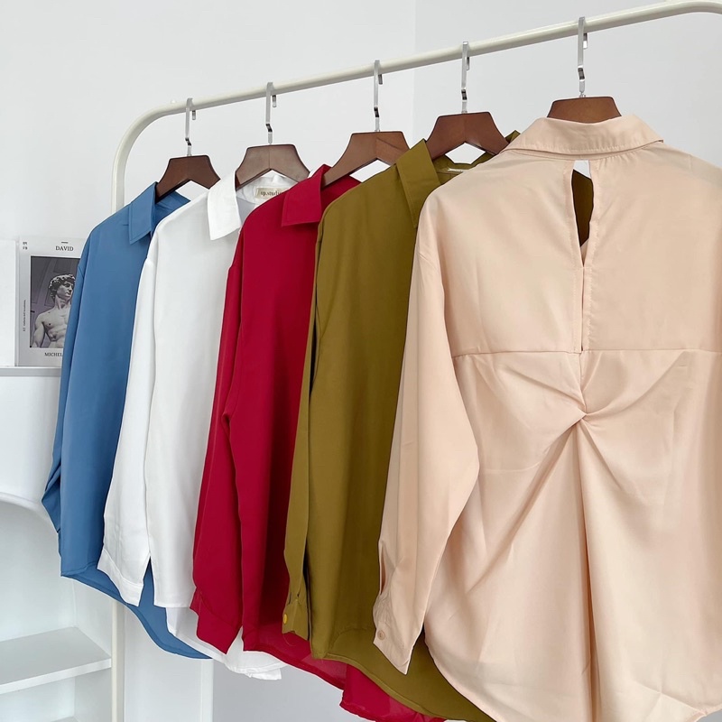 Áo sơ mi 5 màu xoắn sau lưng đi học, đi làm chất vải mềm mát ít nhăn mặc siêu thích Sun Fashion