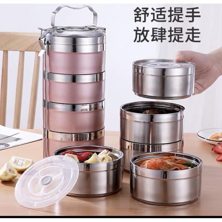 Cặp lồng ủ inox 4 tầng,cặp lồng cơm 2 lớp inox 304 cao cấp GDTH