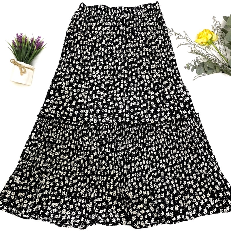 Chân váy dài hoa nhí lưng cao, chân váy công sở thời trang nữ dịu dàng [Quảng Châu cao cấp] | BigBuy360 - bigbuy360.vn