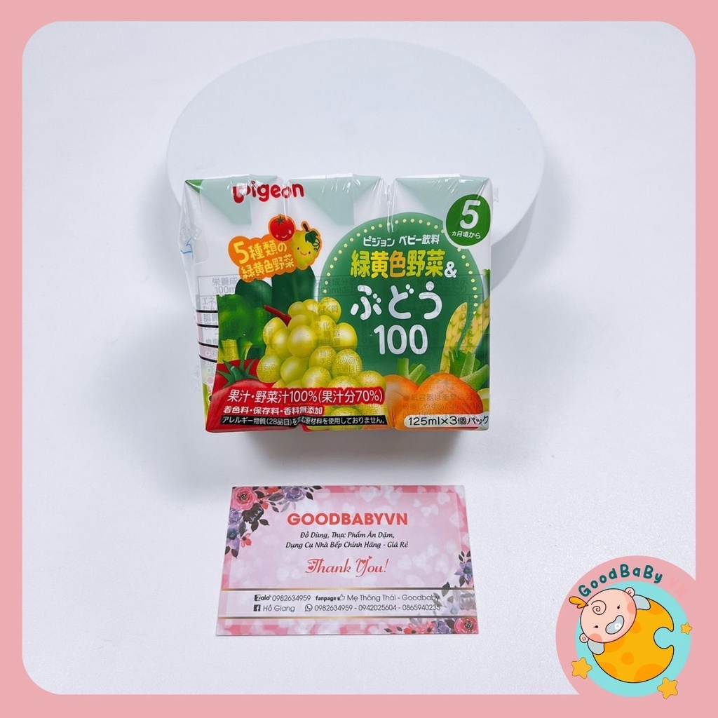 Nước ép rau củ,hoa quả cho bé WAKODO , PEGION ( lốc 3 hộp x 125ml) nhật bản Goodbabyvn