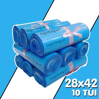 [CHÚNG TÔI Ở ĐÂY] 10 Túi Đóng Hàng, Túi Niêm Phong Blue 28x42cm Dày Dai Bóng Mịn Có Keo Dán Sẵn