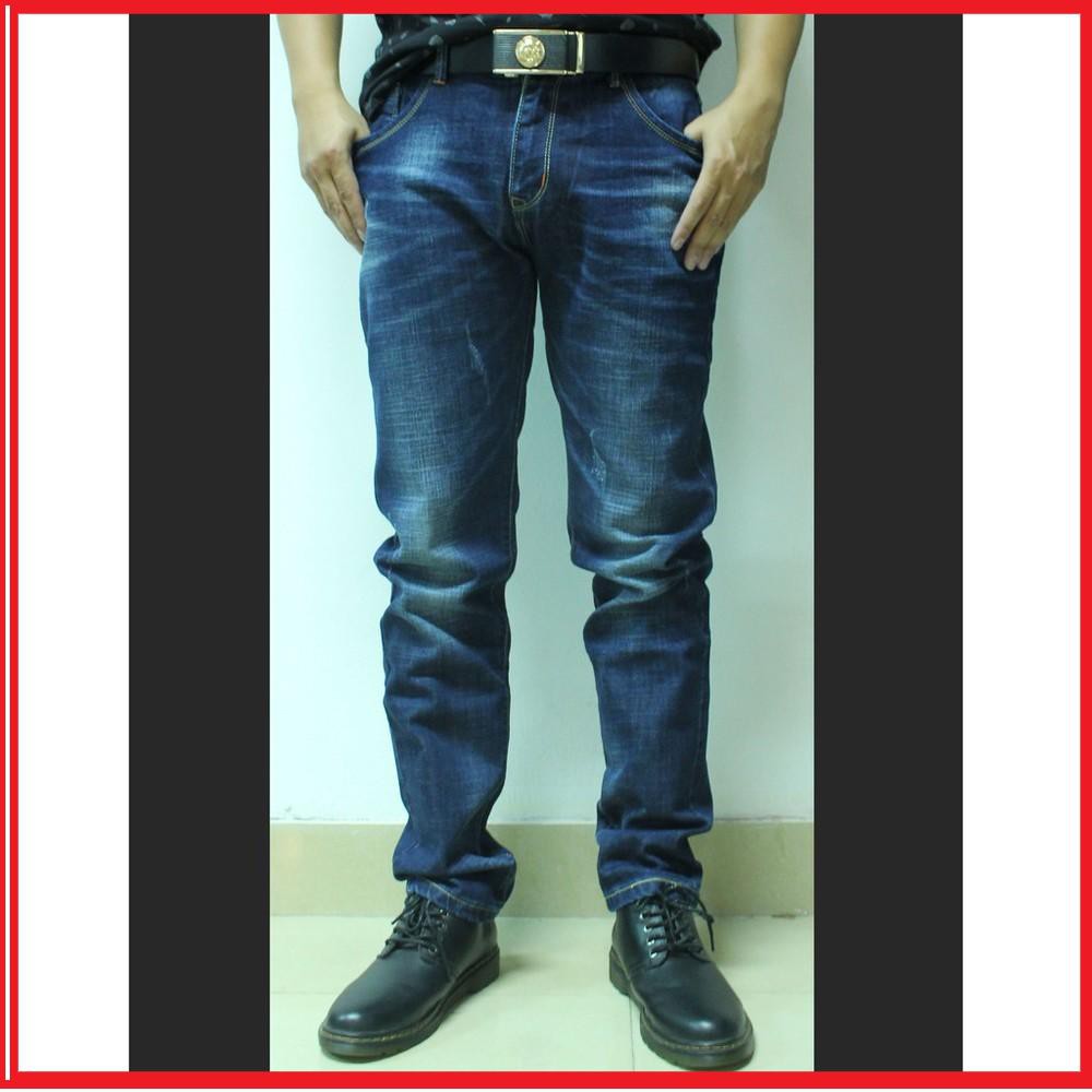 Quần nam Quần Jeans Nam Xanh Mài ống côn
