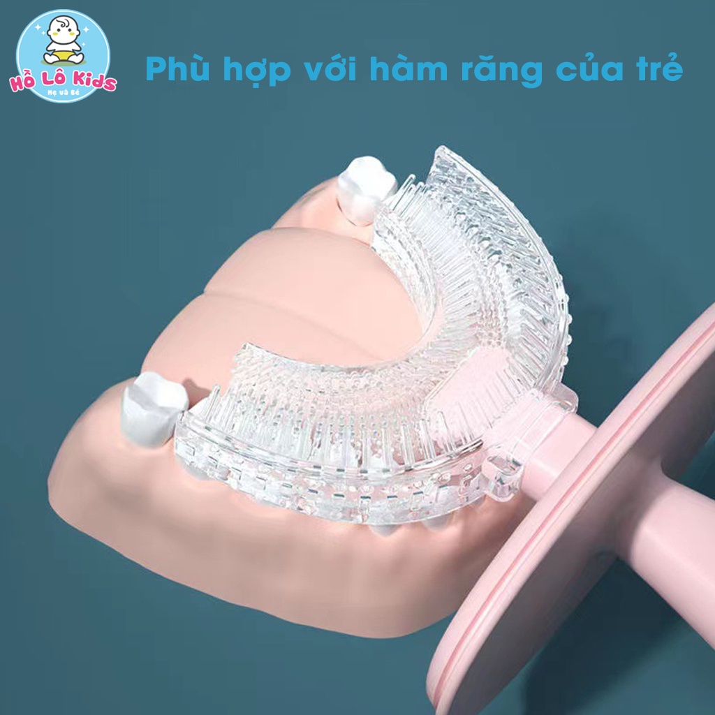 Bàn chải đánh răng cho bé hình gấu có nắp đậy chữ u cao cấp từ 2-12 tuổi Hồ Lô Kids