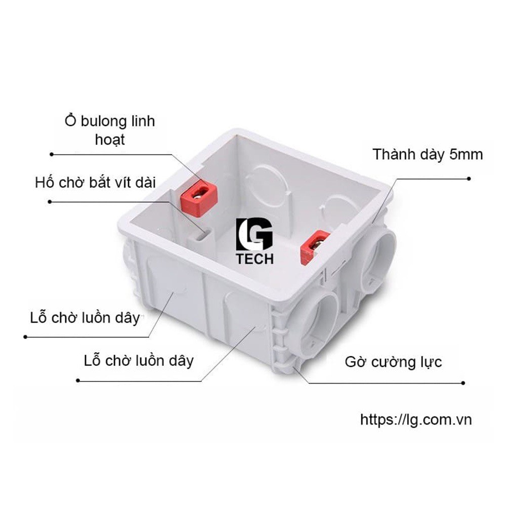 Đế âm tường chống cháy Lgtech dành cho ổ điện vuông