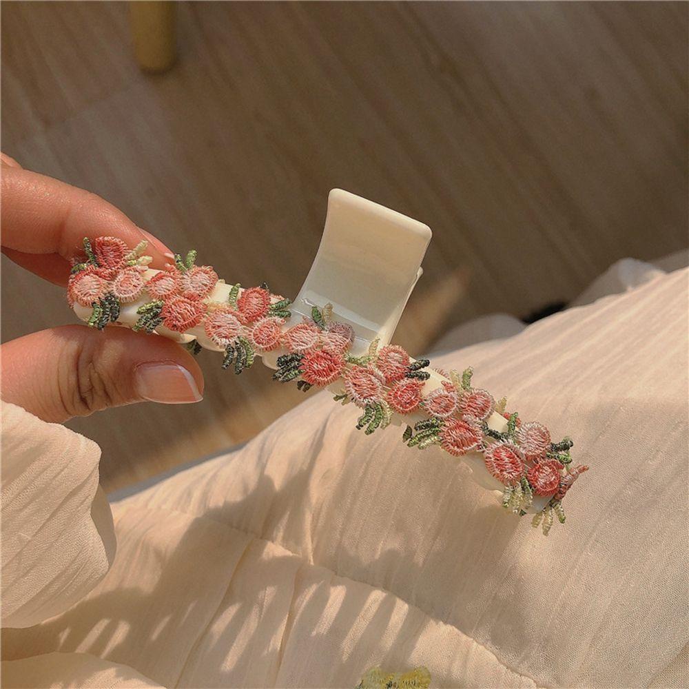 Qqmall Kẹp Tóc Càng Cua Bằng Acrylic Màu Hồng Cổ Điển Ngọt Ngào Cho Nữ