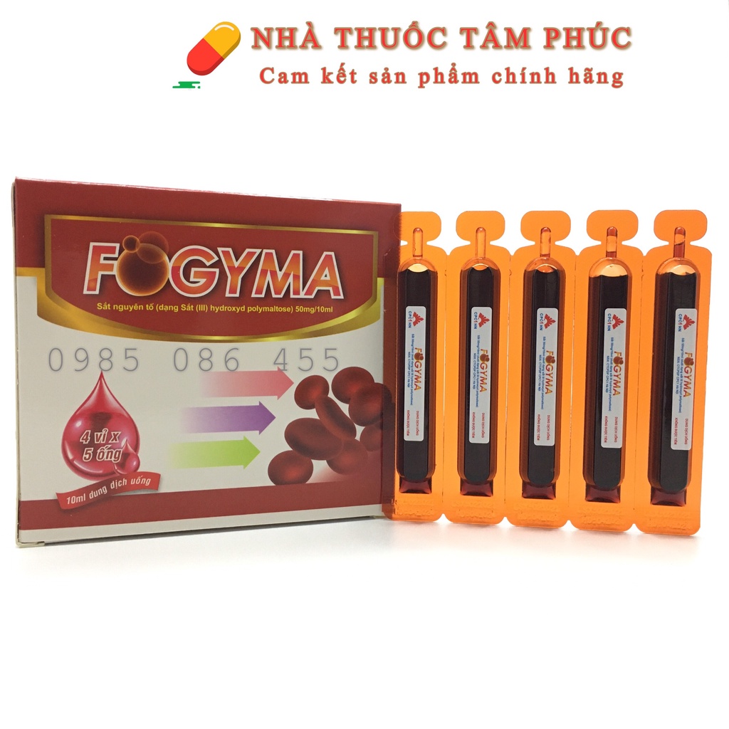 Fogyma - Bổ sung sắt cho phụ nữ mang thai và cho con bú, người thiếu máu, gầy yếu ( Hộp 20 ống)