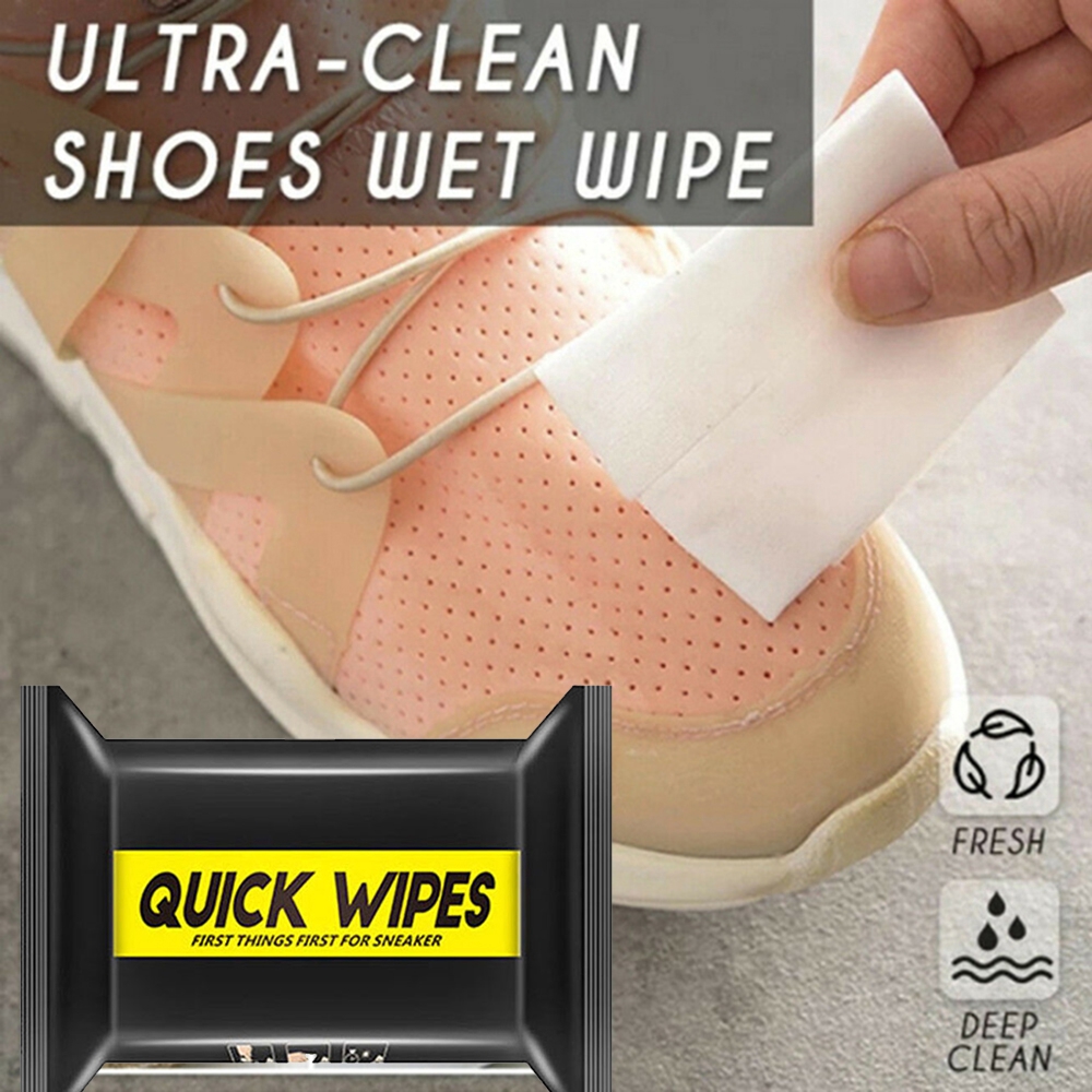 Bộ 12 khăn giấy ướt lau vệ sinh giày trắng nhanh chóng dùng một lần
