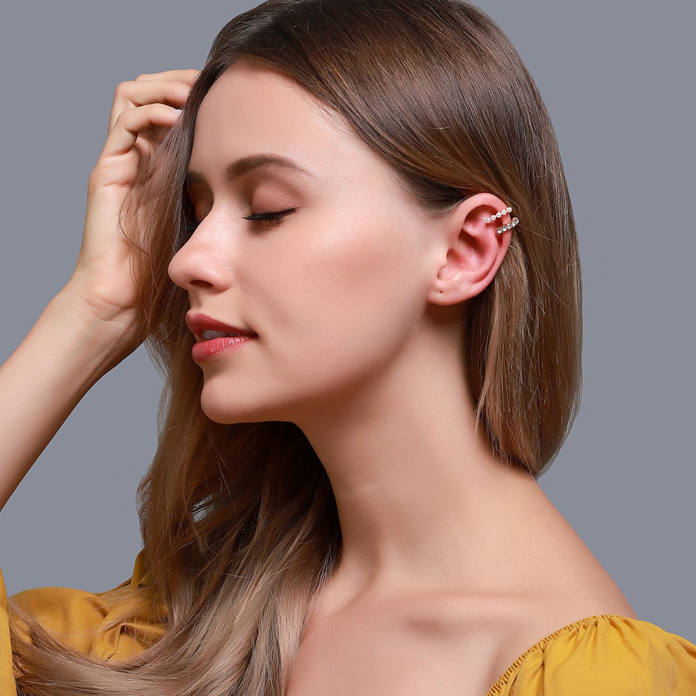 Khuyên kẹp vành tai đính ngọc trai giả không đau phong cách Hàn Quốc thời trang dành cho nữ