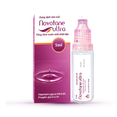 Nước nhỏ mắt lens Novotane Ultra 5ml, nước mắt nhân tạo cấp ẩm, giảm kích ứng dùng cho người đeo lens, kính áp tròng