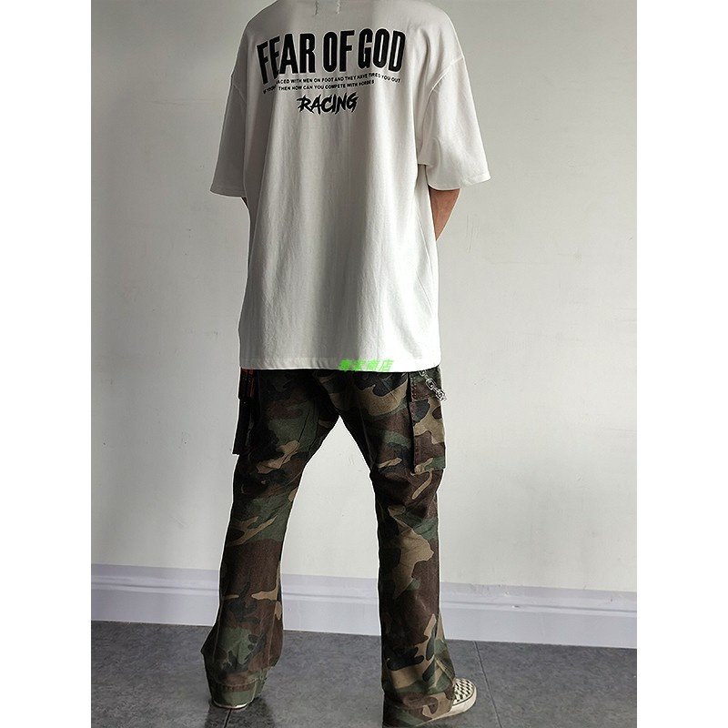 Áo Thun Tay Ngắn Dáng Rộng Cổ Điển Đường Phố Hình FEAR OF GOD rock nirvana angel Phong Cách Đường Phố Thường Ngày Cho Nam Và Nữ