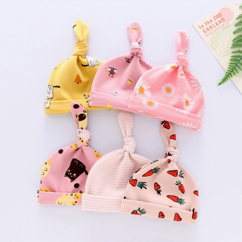 Mũ Trùm Đầu Bằng Cotton Thắt Nút Làm Phụ Kiện Chụp Ảnh Cho Bé Sơ Sinh 0-6 Tháng Tuổi