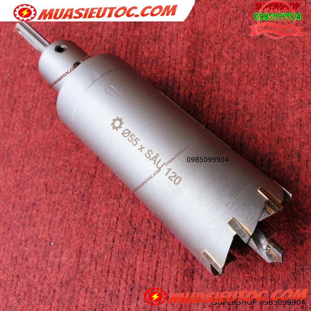 Mũi khoan rút lõi khoét tường gạch sâu Phi 55 x 120 mm không khoan bê tông, không khoan chế búa