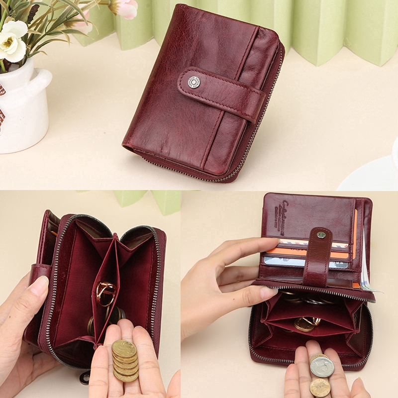 Ví Cầm Tay Dáng Ngắn CONTACT’S C2181 Da Bò Sang Trọng Thời Trang Cho Nữ