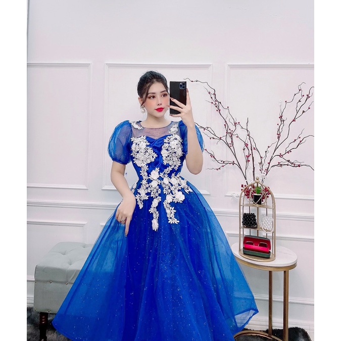 Đầm dự tiệc công chúa phối hoa nổi trắng TRIPBLE T DRESS - size M/L (ảnh chụp thật) MS143Y