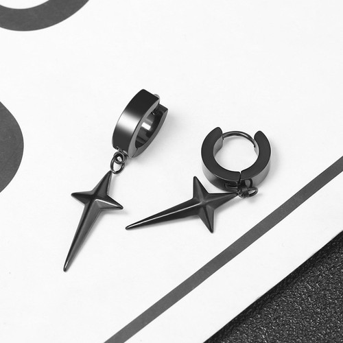 Bông Tai Nam Khoen Tròn Tòn Ten Titan Ko Đen TT 2563