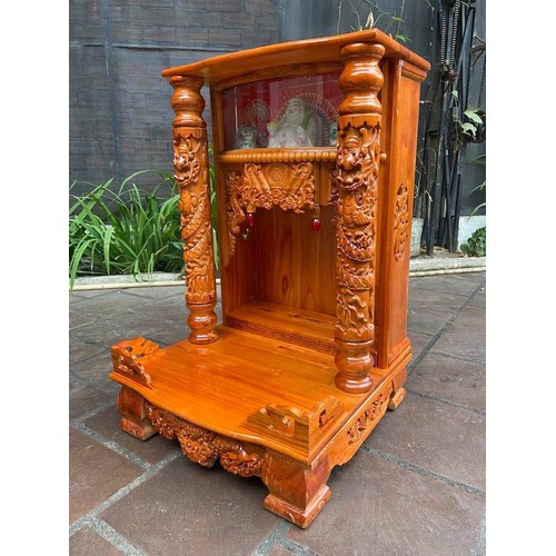 Bàn thờ thần tài ông địa hộp đèn 56 x 88cm, bàn thờ ông địa gỗ gõ , bàn thờ gỗ