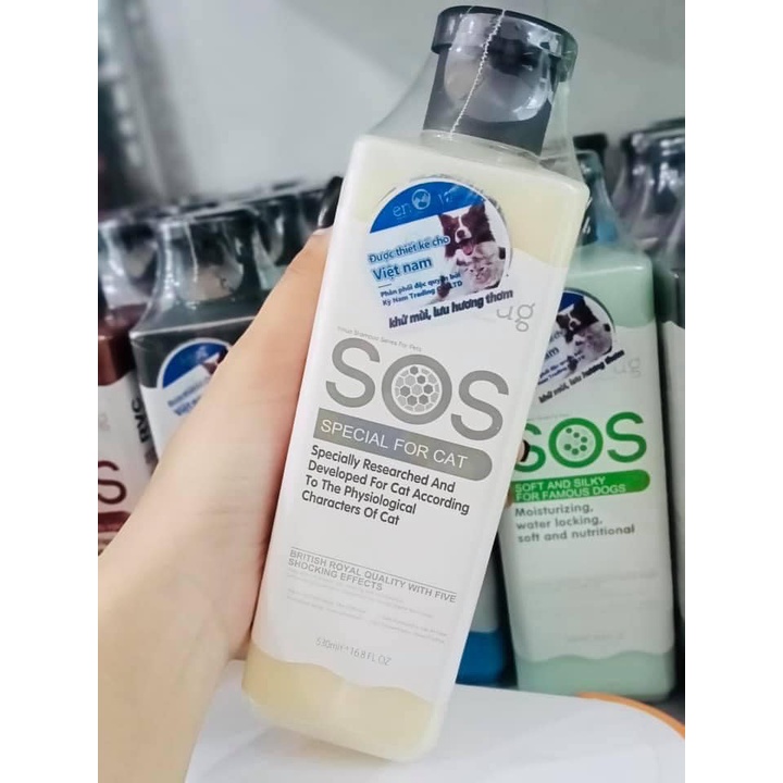 (Chính hãng) PVN44 - Sữa tắm dành cho mèo SOS 530ml - Dầu tắm dành cho mèo mềm mượt lông, chăm sóc nuôi dưỡng lông