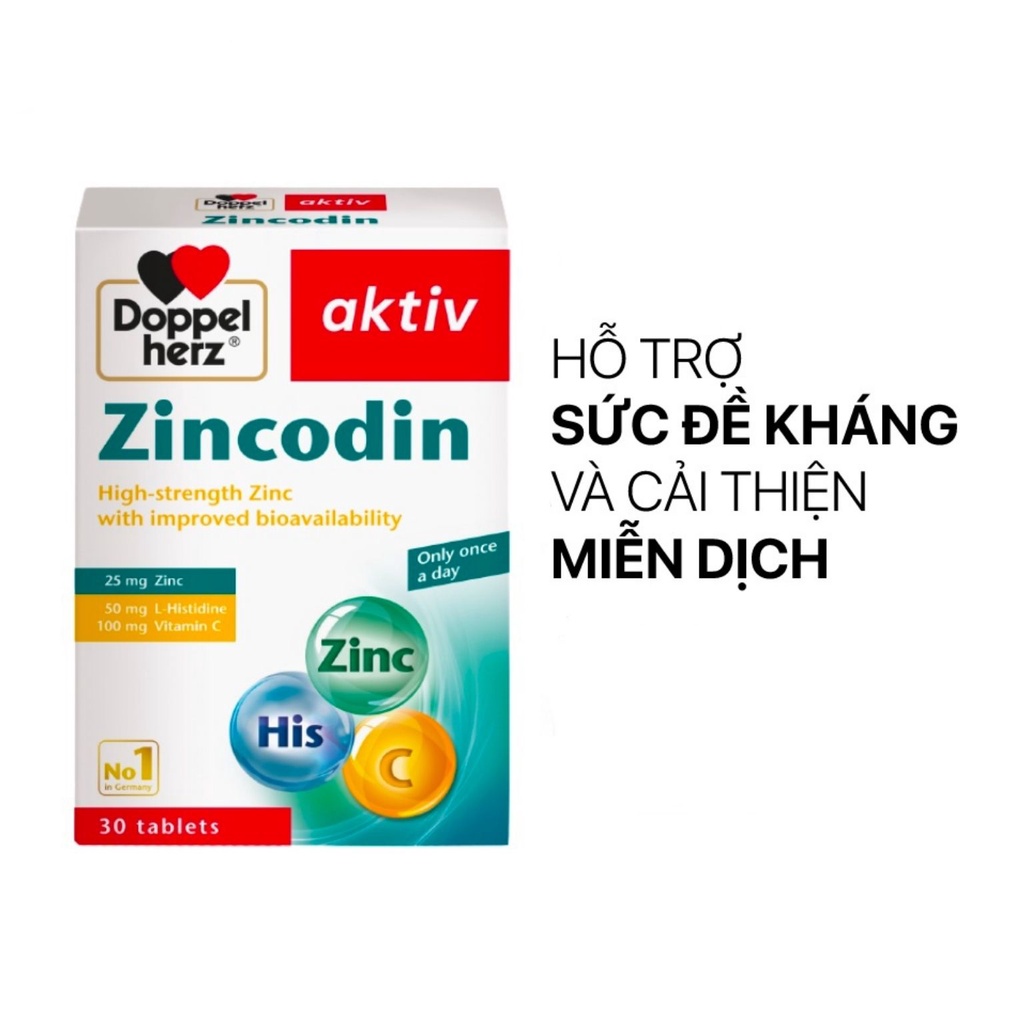 Viên Uống Tăng Đề Kháng Doppelherz Zincodin - Nâng Cao Hệ Miễn Dịch &amp; Tăng Cường Sức Đề Kháng Cho Cơ Thể (Hộp 30 Viên)