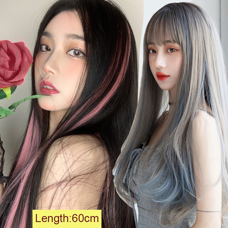 Tóc Giả Thẳng Dài Bằng Sợi Tổng Hợp Màu Sắc Bắt Mắt Cho Nữ