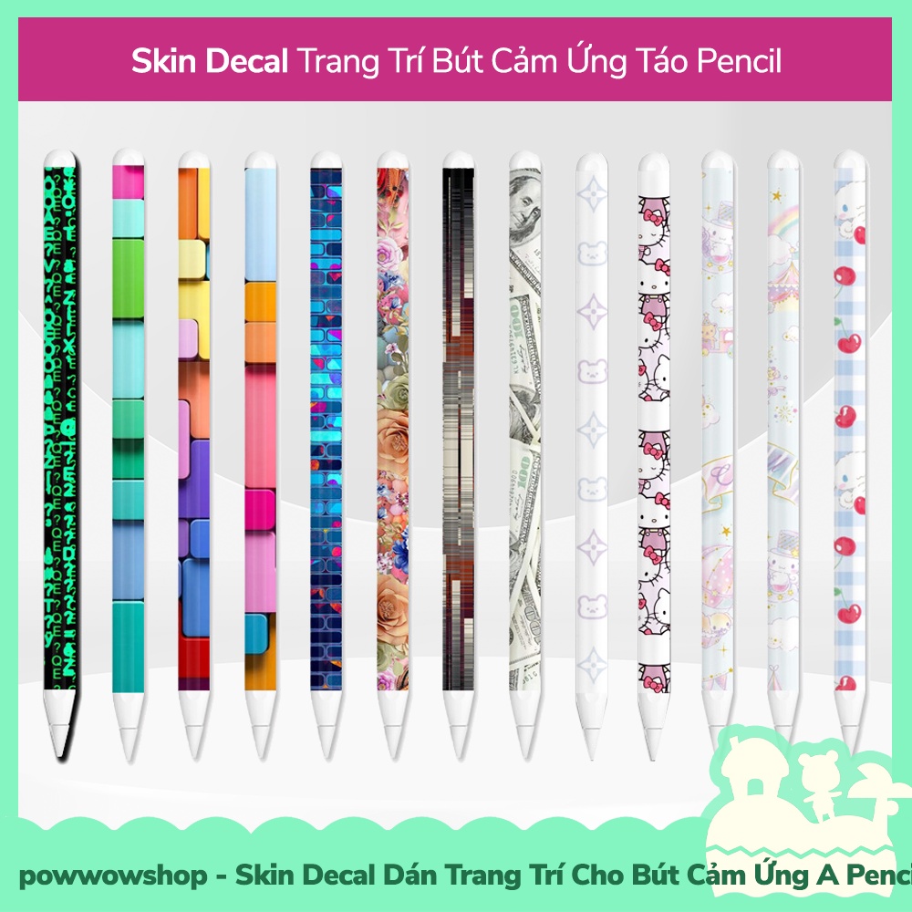 [Sẵn VN - Hỏa Tốc] 24 Mẫu Skin Decal DIY Dán Trang Trí Cho Bút Cảm Ứng Táo A Pencil 1 &amp; 2 Part 2 Collection